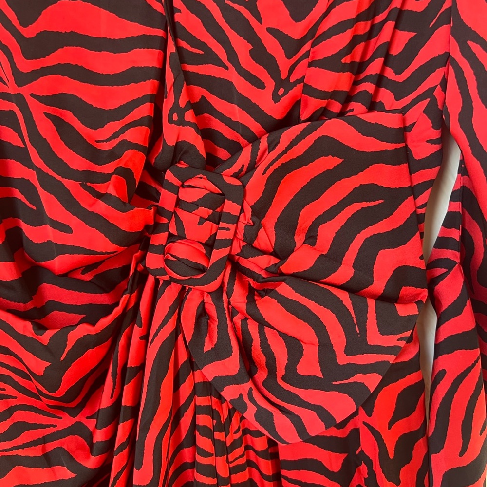 Bardot Red and Black Zebra Print Long Sleeve Dress - Picture 6 of 8